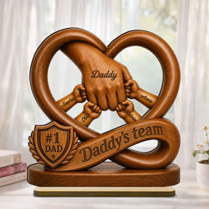 Personalized "Daddy's Dream Team" Wooden Plaque – Father's Day Gift For Dad & Husband
