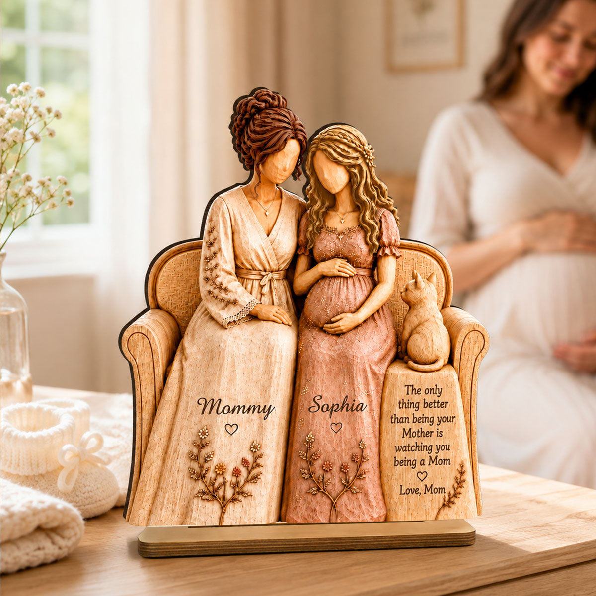 "Watching You Be A Mom, My Daughter" – Personalized Wooden Plaque | Gift For New Mom & Daughter