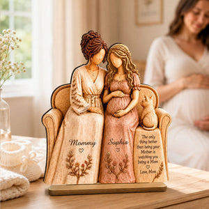 "Watching You Be A Mom, My Daughter" – Personalized Wooden Plaque | Gift For New Mom & Daughter