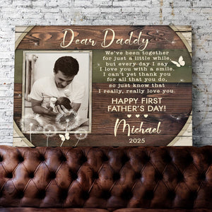 Personalized First Father’s Day Photo Canvas Poster,Custom 1st Father’s Day Poem Gift from Baby