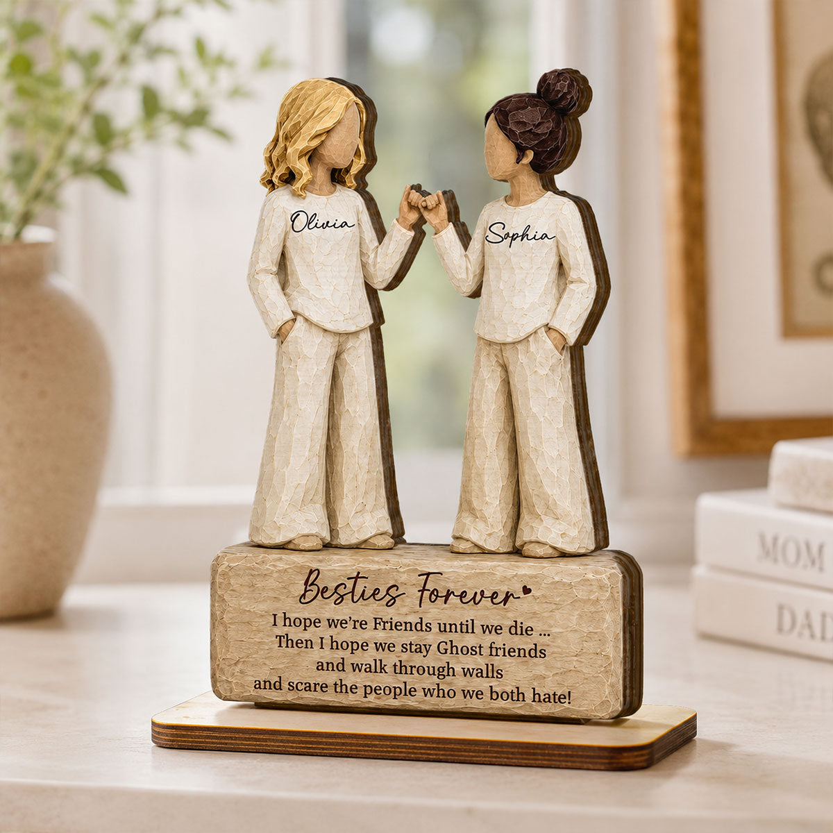 "Besties Forever Pinky Promise" – Personalized Wooden Plaque | Friendship Keepsake For Best Friends