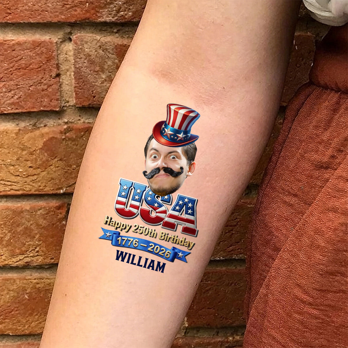 Custom Party Tattoo- Personalized America 250th Anniversary Gifts For Mom, Dad, Brother, Sister, Kids