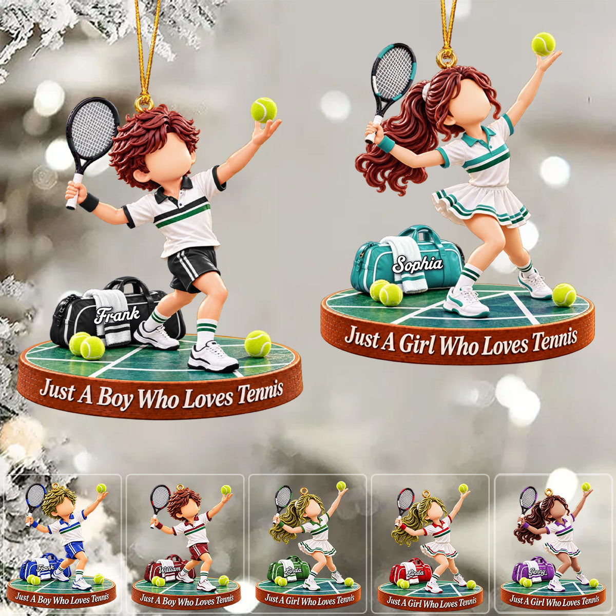 Tennis Gift - Just A Boy Who Loves Tennis Personalized Christmas Ornament