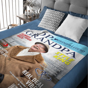 Personalized Grandpa Magazine Cover Blanket Gifts for Grandpa