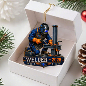 Personalized Welder Christmas Acrylic Ornament – Metalworker Holiday Keepsake | Tradesman Gift 2026