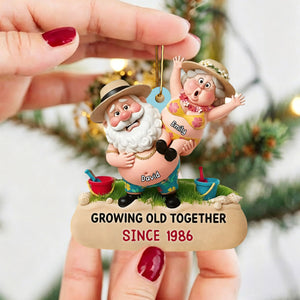 Growing Old Together,Personalized Beachwear And Straw Hats Ornament Christmas Gift For Couples and Grandparents