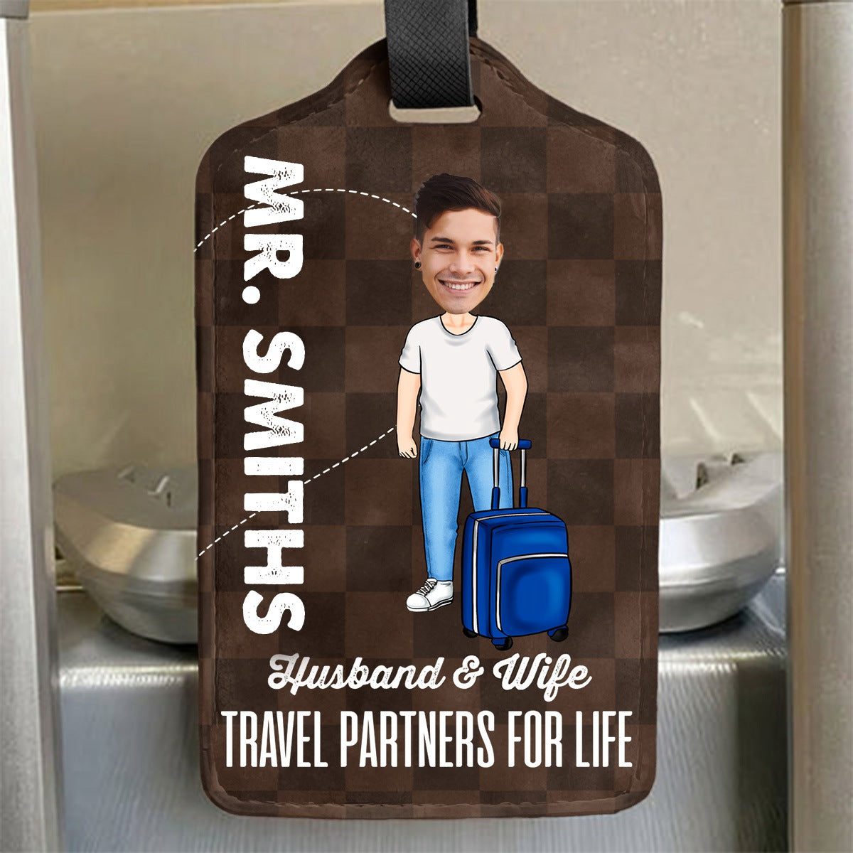 Family - Husband & Wife Travel Partners For Life - Personalized Luggage Tag