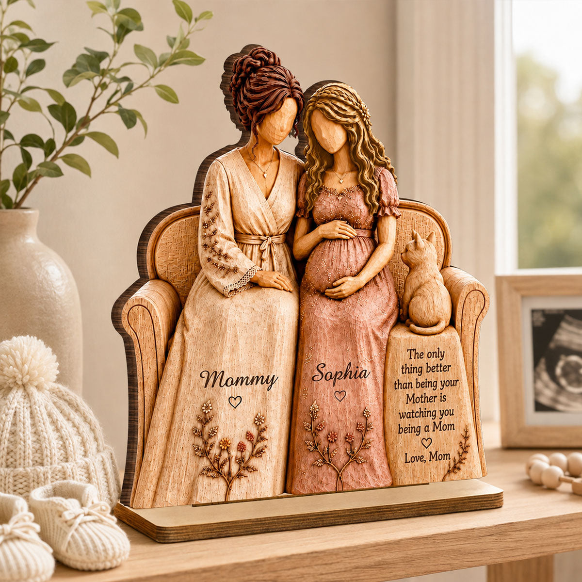 "Watching You Be A Mom, My Daughter" – Personalized Wooden Plaque | Gift For New Mom & Daughter