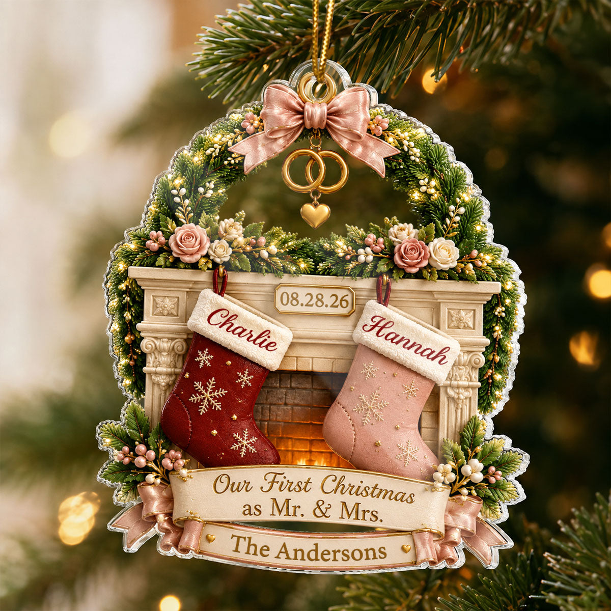 "Our First Christmas As Mr. & Mrs." – Personalized Acrylic Ornament | Christmas Gift For Couples