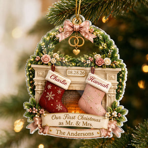 "Our First Christmas As Mr. & Mrs." – Personalized Acrylic Ornament | Christmas Gift For Couples