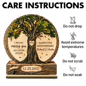 "I Wood Marry You" – Couple Tree Personalized Wooden Plaque | Gift For Couples