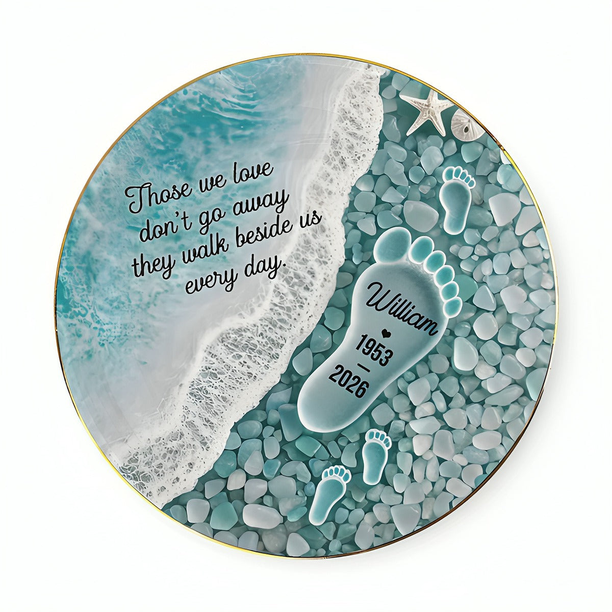 "Where Love Never Ends" – Sea Glass Design Personalized Jewelry Dish | Memorial Ocean Remembrance Gift For Loss of Loved One