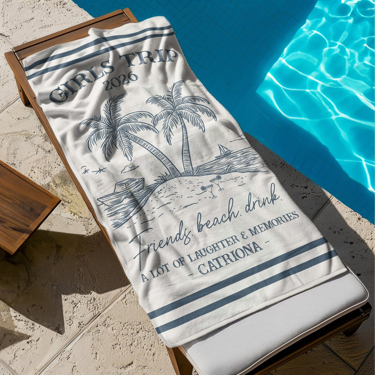 Girls Trip 2026 Gift – Personalized Beach Towel For Best Friends & Bachelorette Parties