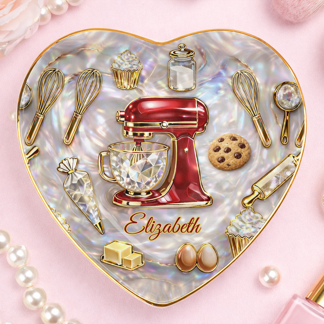 Gift For Bakers & Cookie Lovers – Personalized "Baking With Love" Jewelry Dish