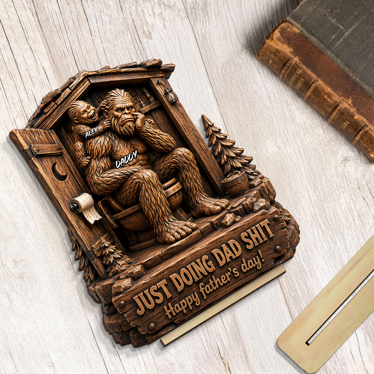 Father's Day Gift For Dad & Husband – Personalized "Just Doing Dad Sh*t" Wooden Plaque