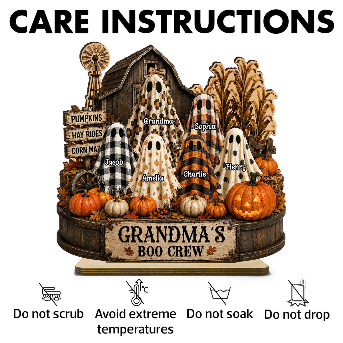 Personalized "Grandma's Boo Crew" Pumpkin Patch Plaque – Halloween Gift For Grandma