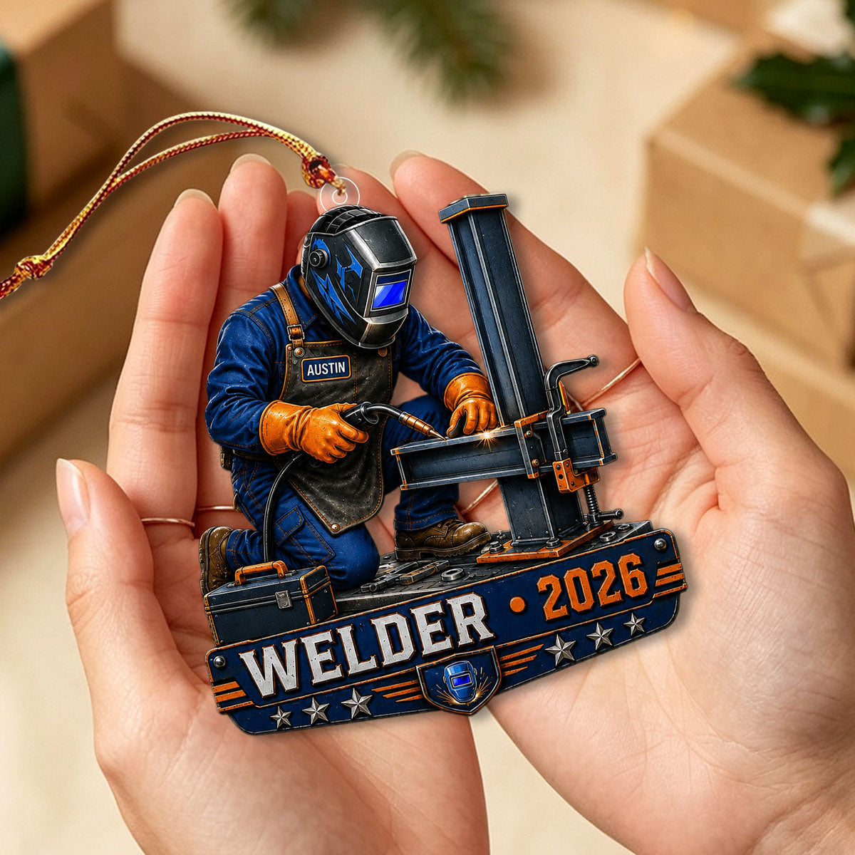 Personalized Welder Christmas Acrylic Ornament – Metalworker Holiday Keepsake | Tradesman Gift 2026