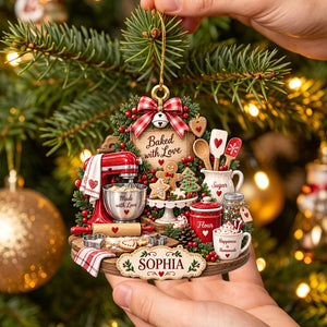 Baked With Love – Personalized Baker Christmas Ornament | Custom Name Keepsake Gift For Bakers