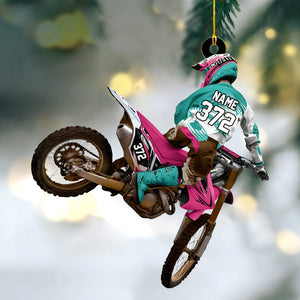 Personalized Motocross Racer Christmas Ornament – Custom Name & Number Keepsake | Gift For Dirt Bike Riders & Motocross Lovers