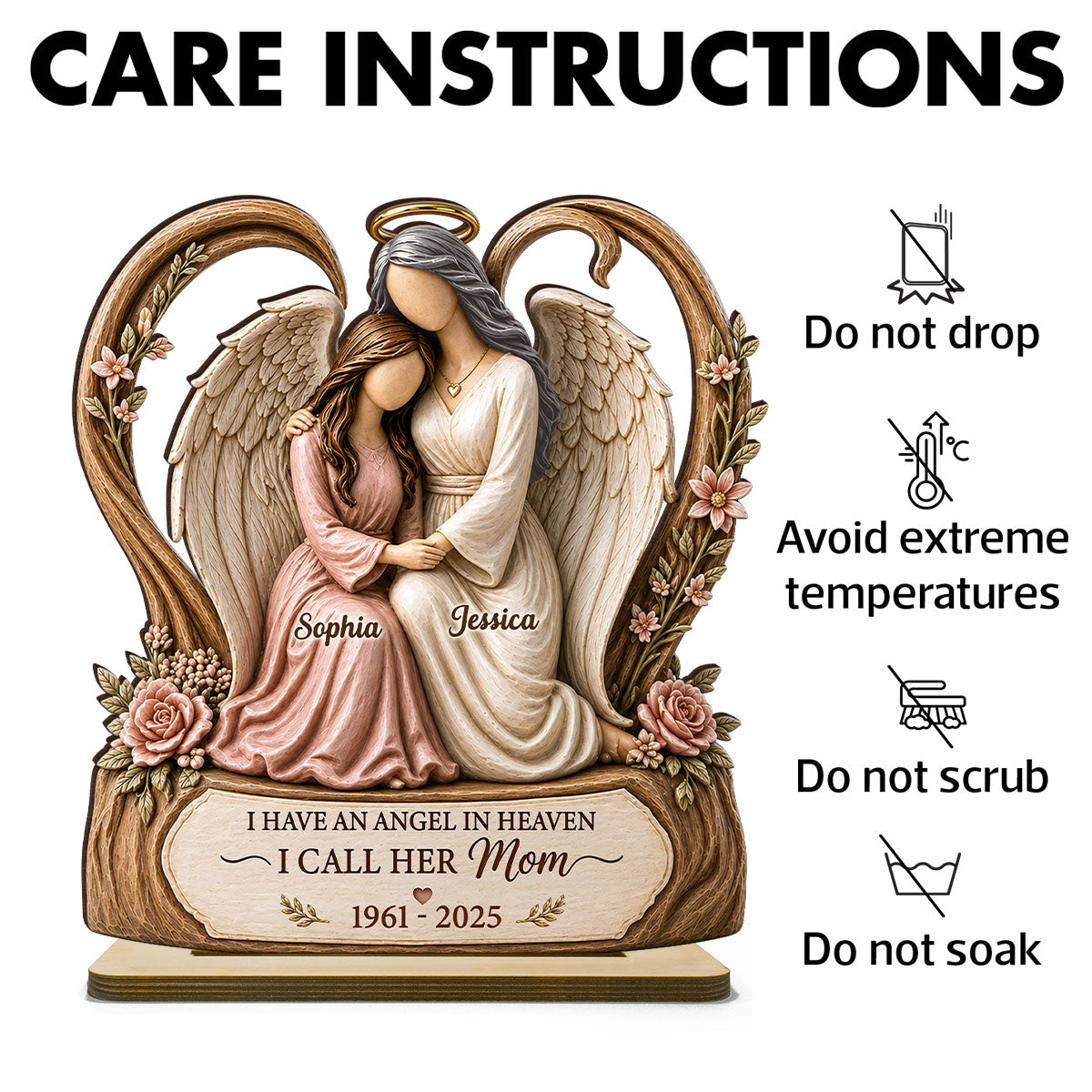"I Have an Angel in Heaven – I Call Her Mom" – Personalized Wooden Plaque | Sympathy & Remembrance Gift