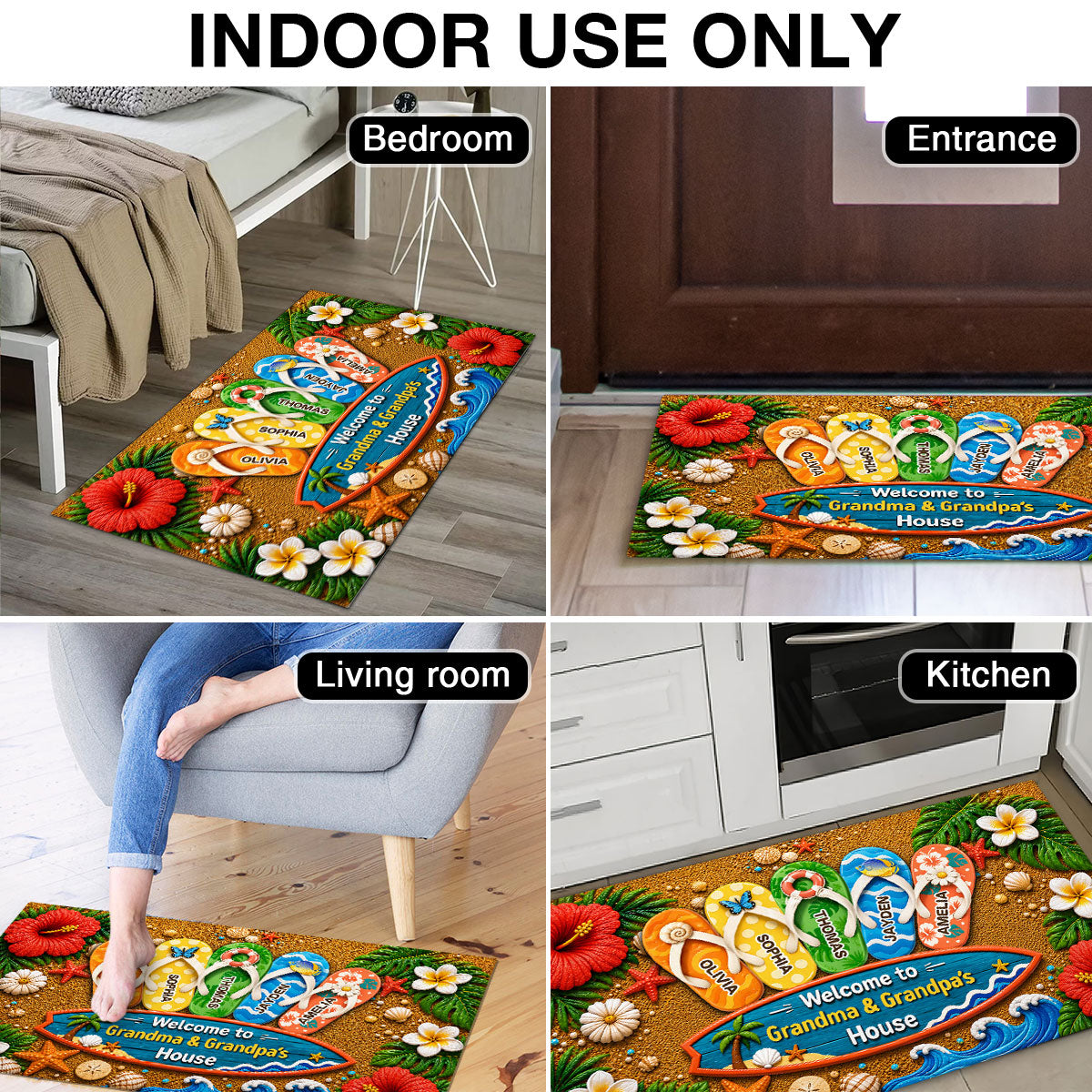 Personalized "Hello Summer Vibes" Doormat – Welcome To Grandma & Grandpa's House | Summer Decor