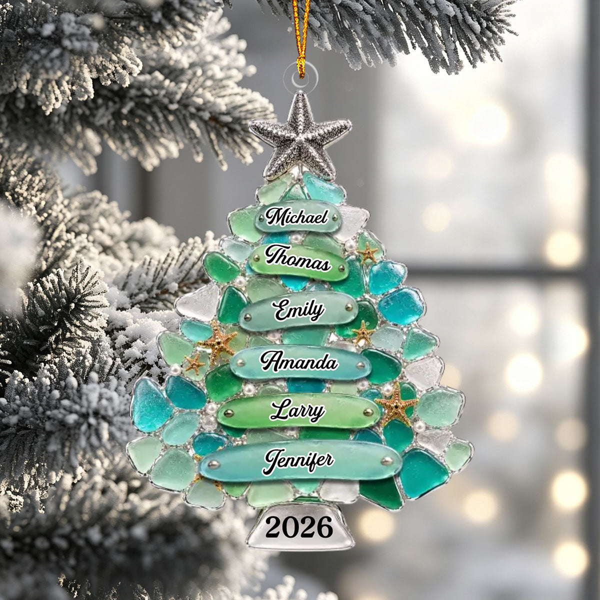 Custom Sea Glass Acrylic Ornament – Personalized Christmas & Birthday Gift For Family | Home Filled With Cheer