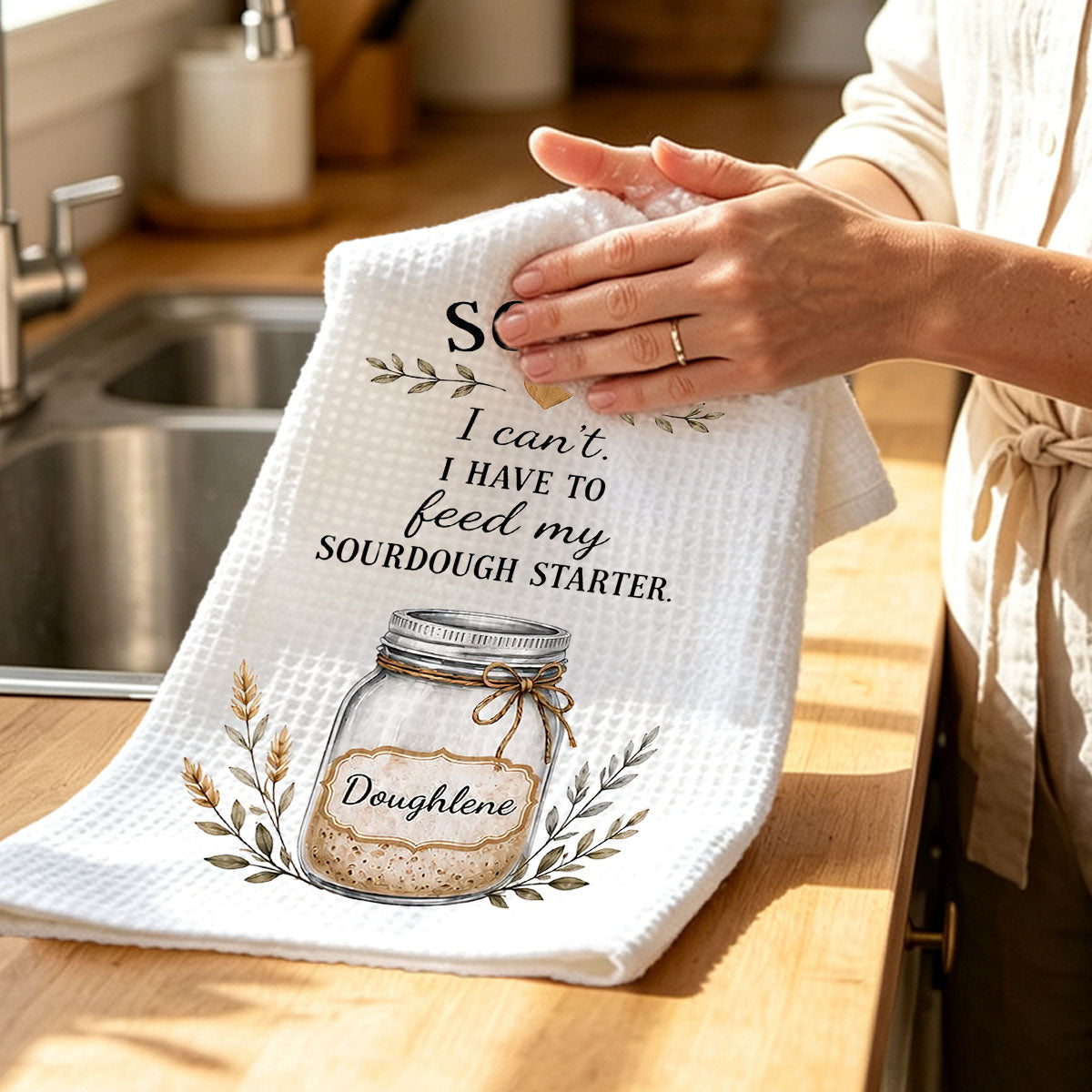 Custom Sourdough Starter Kitchen Towel – Personalized Baking Gift For Bread Lovers & Home Bakers
