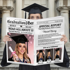 Graduation Announcement 2026 Graduation Party Invitation, Personalized Printed Graduation Newspaper