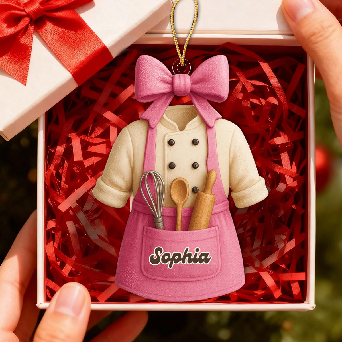 Christmas Gift for Baker Apron Personalized Name Ornament