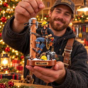 Personalized Lineman Ornament, Power Line Worker Christmas Gift