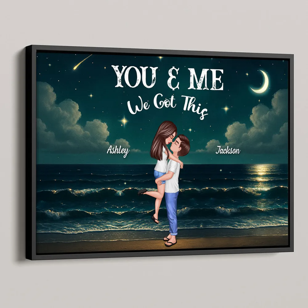 Night Beach Landscape Couple Hugging Kissing Personalized Poster