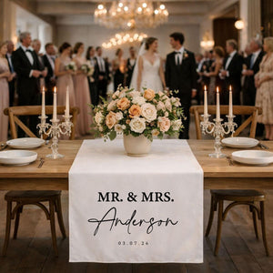 Wedding Table Runner, Personalized Last Name Sign, Custom Wedding Banner, Sweetheart Table Decor, Wedding Reception Gift