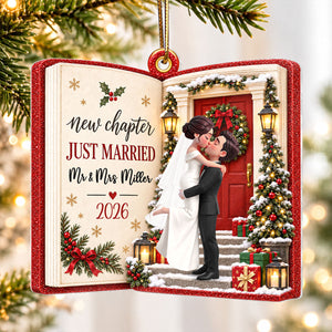 "Just Married – New Chapter, New Memories" – Personalized Acrylic Ornament | Christmas Tree Keepsake For Couples