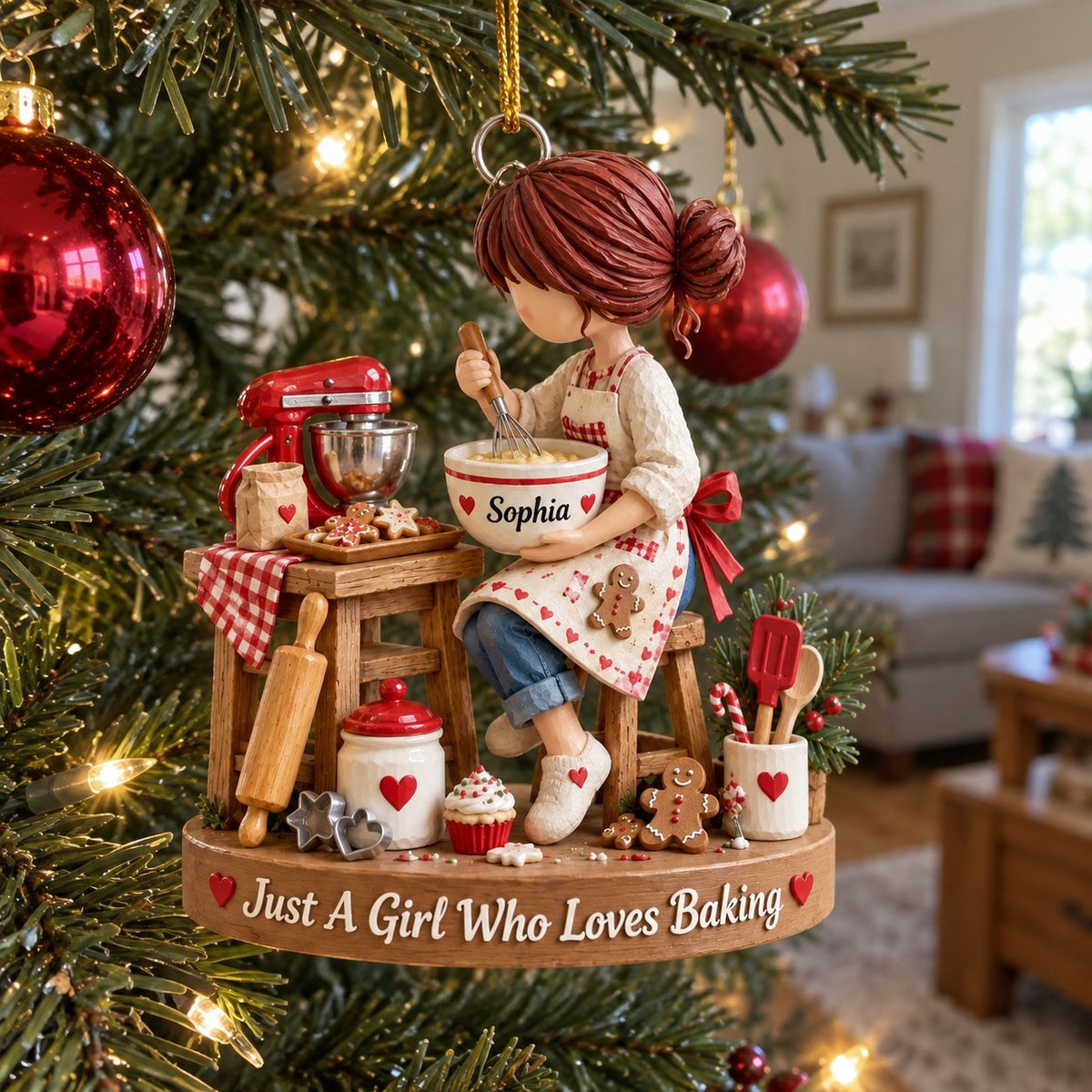 Just a Girl Who Loves Baking - Personalized Baking Lover Ornament, Christmas Kitchen Gift