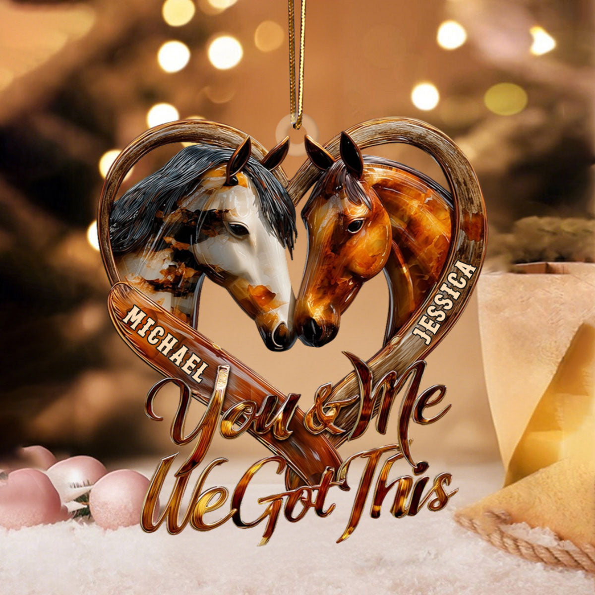 You & Me We Got This - Personalized Custom Horse Transparent Ornament