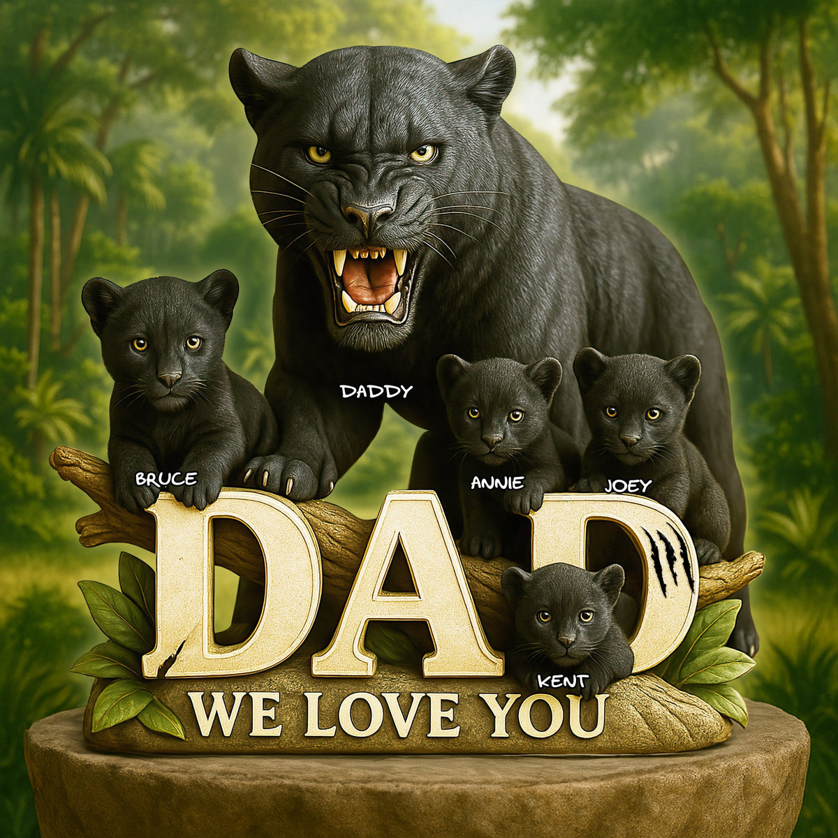 Panther Dad Acrylic Plaque - Personalized Gift For Dad Father’s Day