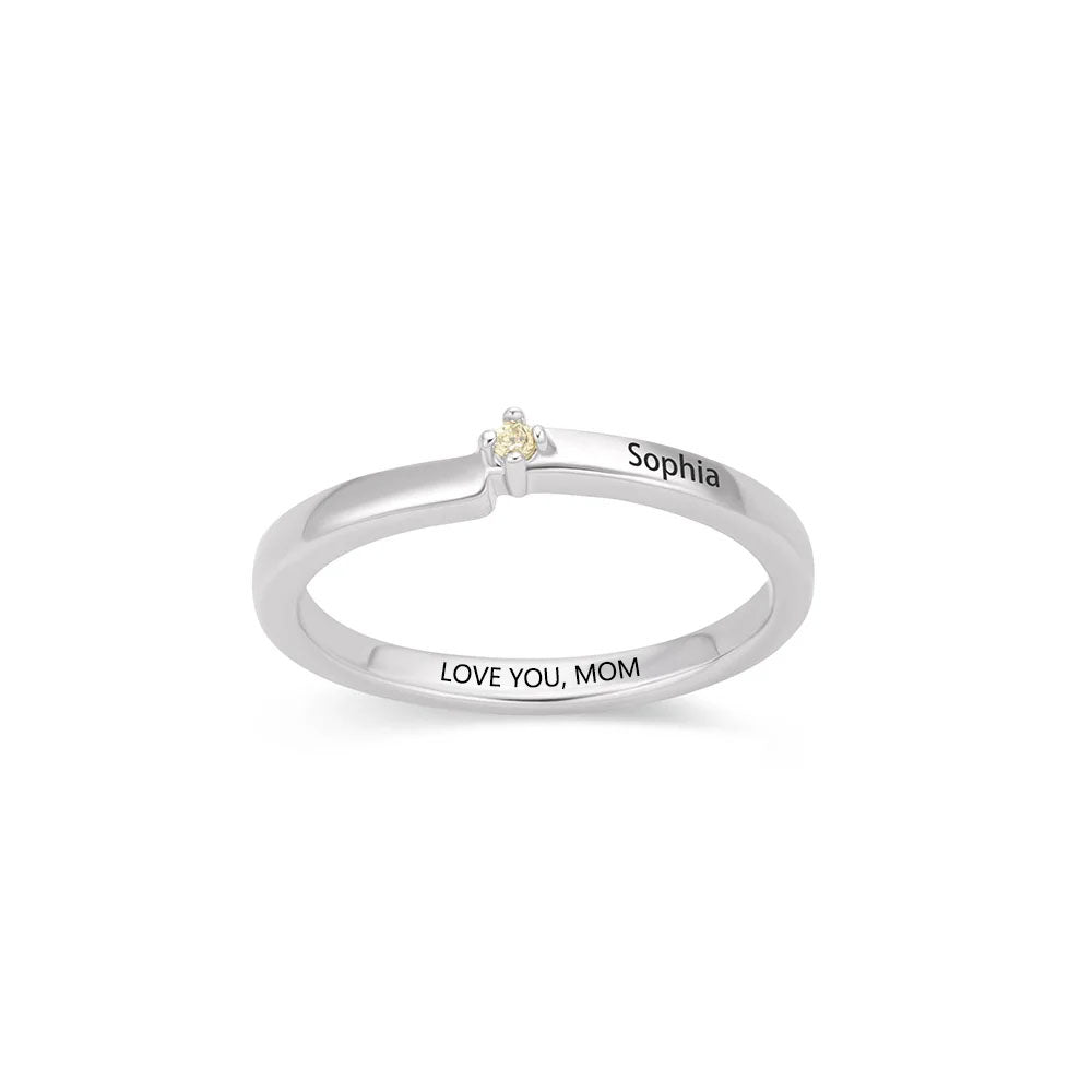 Family Birthstone Personalized 1-8 Names Engraving Ring, Mothers Ring