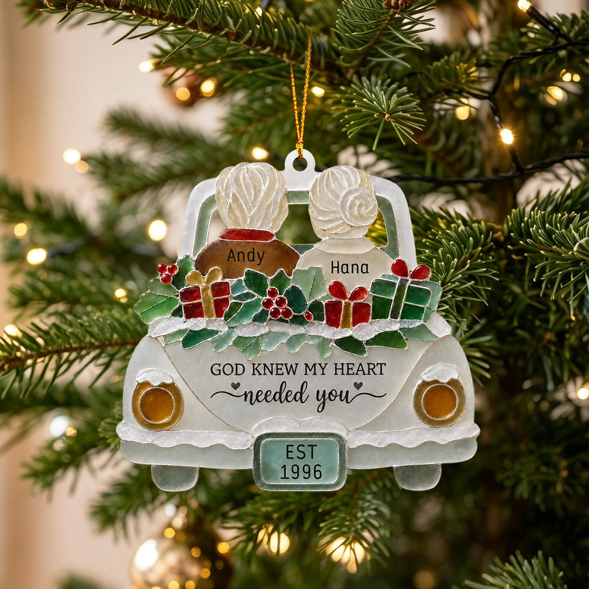 "God Knew My Heart Needed You" – Personalized Acrylic Hanging Ornament | Gift For Couples