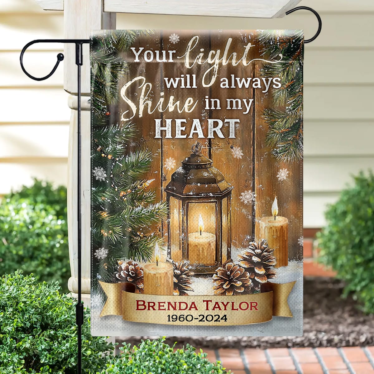 Your Light Will Always Shine - Personalized Memorial Garden Flag