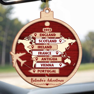 Explore The World, Cherish Each Adventure, Personalized Custom World Map And Airplane Ornament