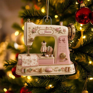 Personalized Sewing Machine Acrylic Ornament, Custom Sewing Christmas Gift, Seamstress Keepsake, Sewing Room Decor