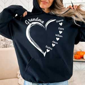 Personalized Grandma and Grandkids,Grandma Heart Pure cotton hoodie