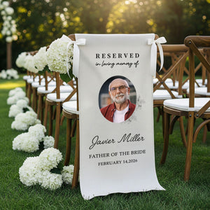 In Loving Memory Rustic Wedding Custom Photo Memorial Sign - Personalized Wedding Chair Sign Banner Reserved for Loved Ones