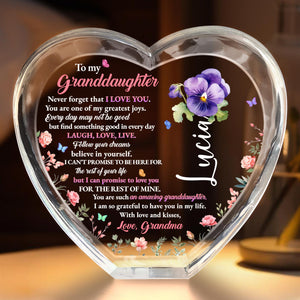 To My Granddaughter, Never Forget That I Love You, Personalized Crystal Heart
