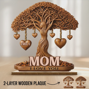 Personalized 2-Layered Wooden Plaque – "Love That Branches Forever" – Mother's Day Gift For Mom & Grandma