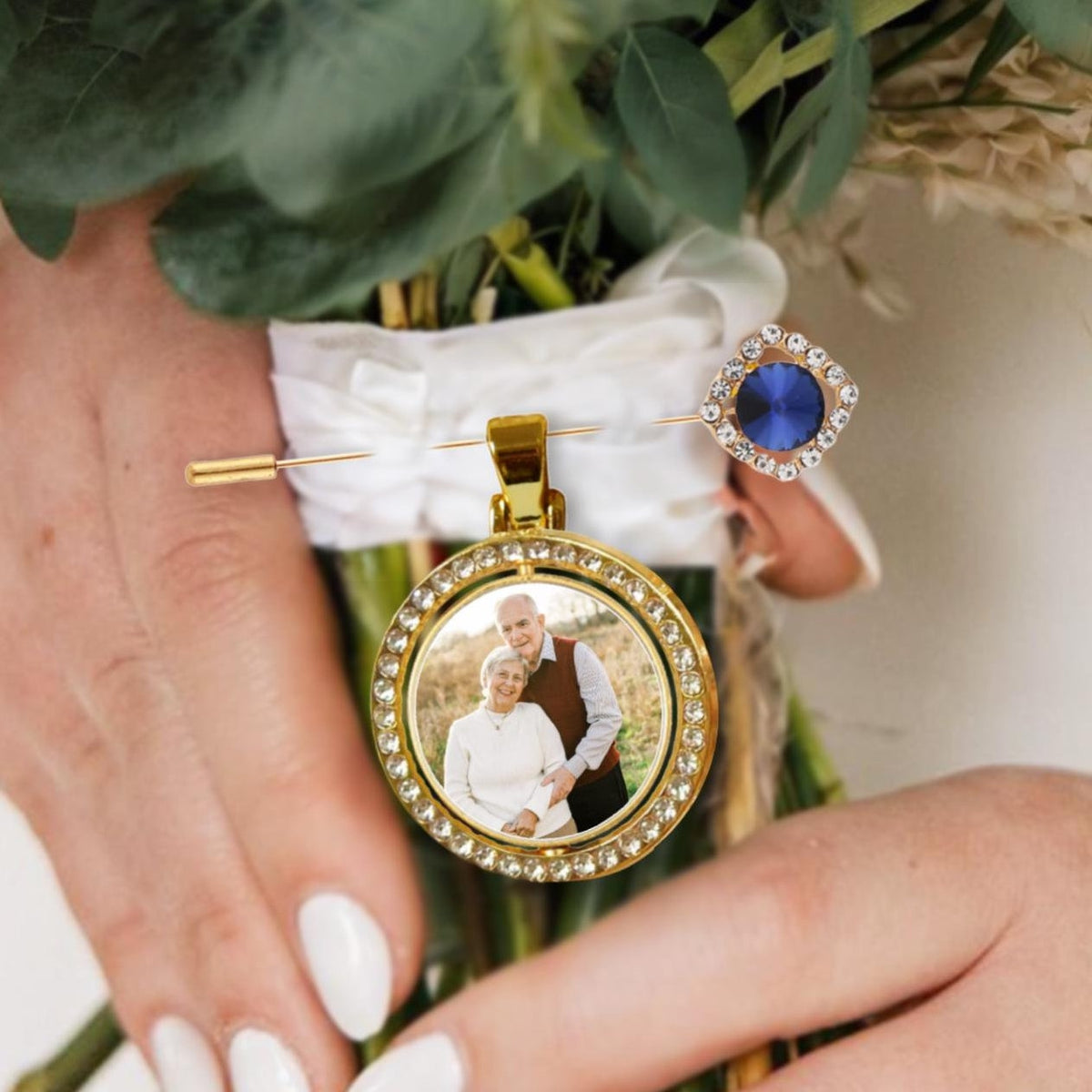 Personalized Photos & Quotes Memory Charm To Attach To Bride Bouquet Gift For Wedding