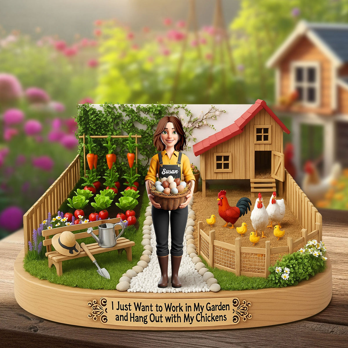 I Just Want to Work in My Garden Farm Girl - Personalized Acrylic Plaque Gifts For Farmers