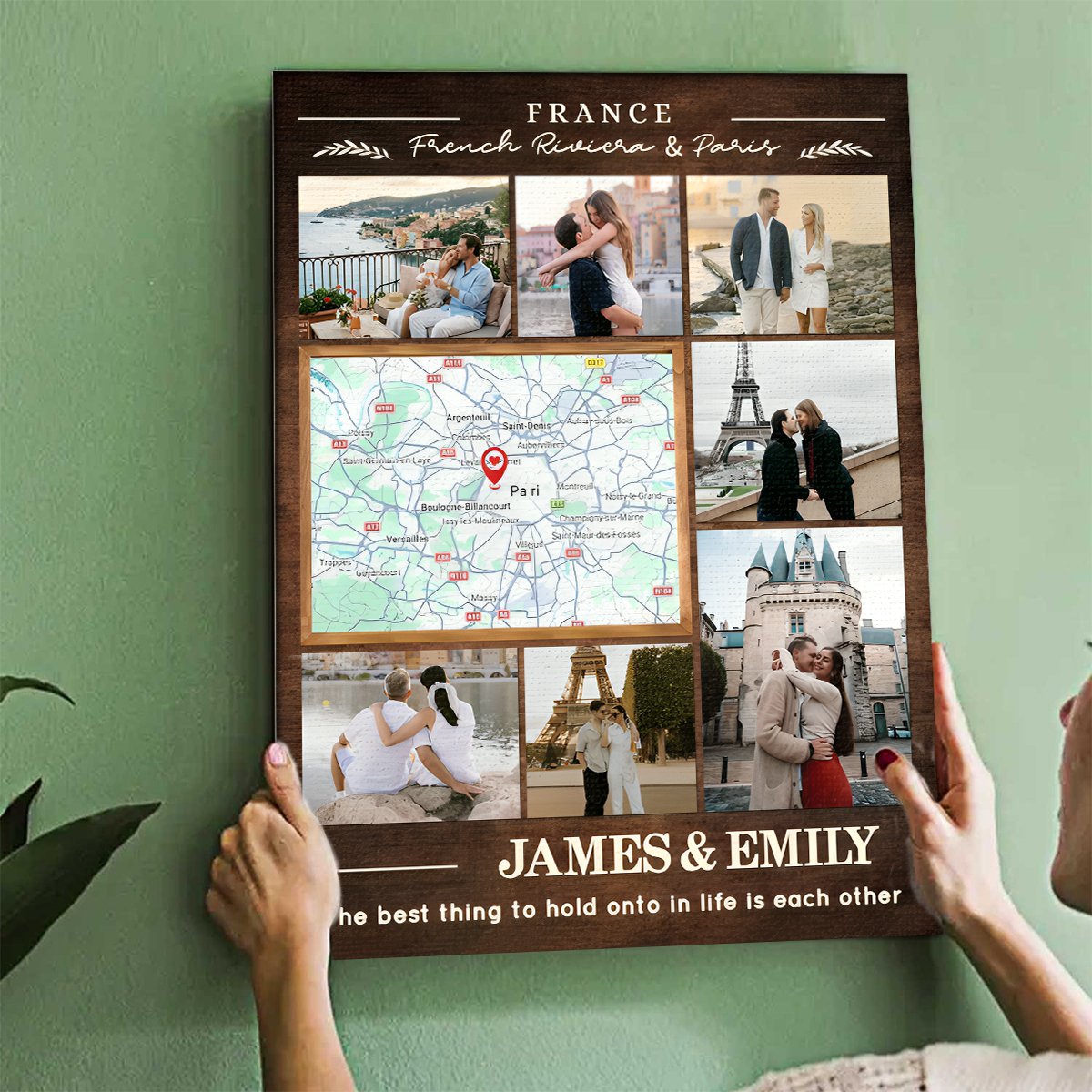 Personalized Honeymoon Photo Collage Canvas, Travel Memory Map Gift Ideas
