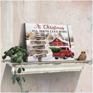 At Christmas All Roads Lead Home - Personalized Canvas/Poster Family Christmas Gifts