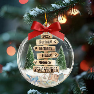 Christmas Ornament Travel Sign Post - Personalized Acrylic Ornament